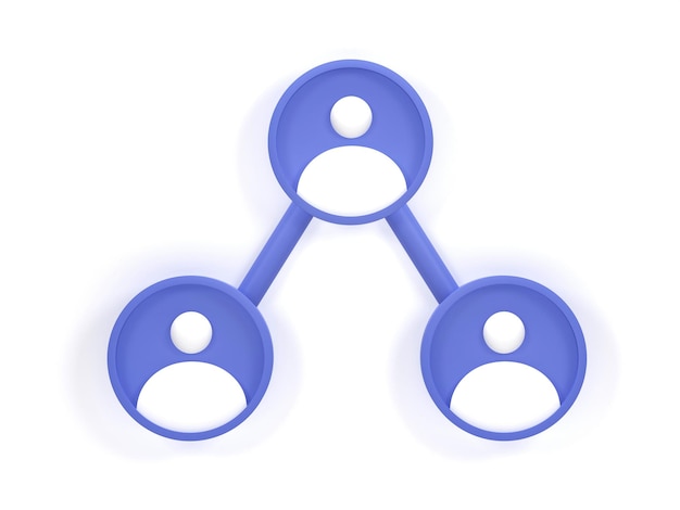 Photo rendu 3d illustration 3d icône de société de communication d'entreprise icône de réseau de personnes simples