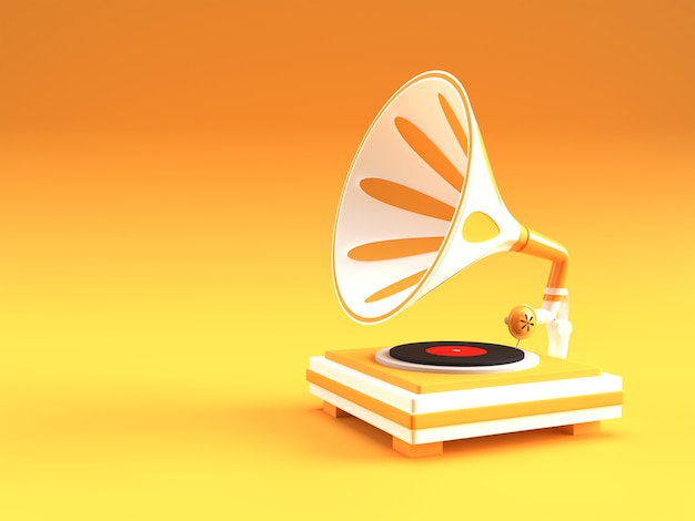 Rendu 3D illustration de Gramophone sur fond de couleur