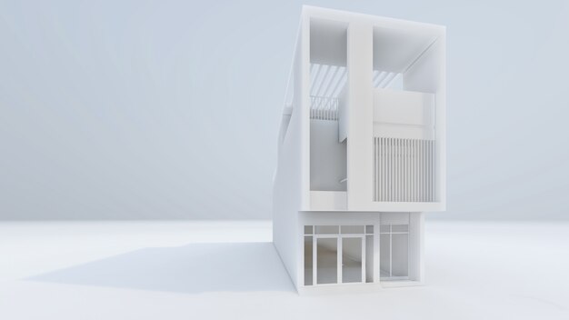 Photo rendu 3d de l'illustration de la maison blanche moderne