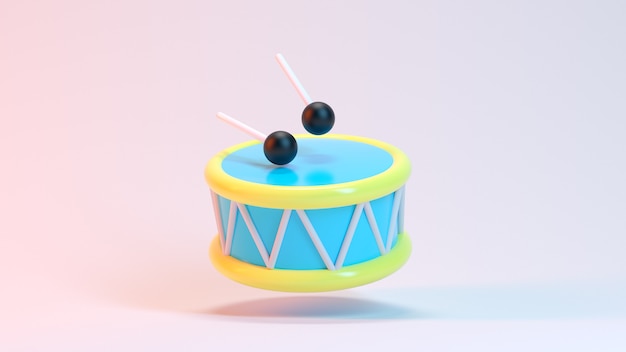 Le rendu 3D illustration tambour couleur de l'objet pastel