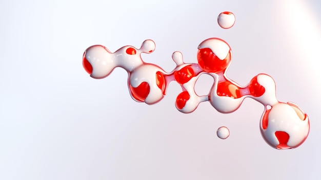Rendu 3D imitation bulle de savon liquide boule de métasphère fond d'écran animé présentation d'entreprise éléments d'ombre blancs et rouges