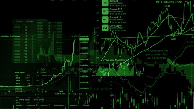 Rendu 3D des indices boursiers dans l'espace virtuel Récession de la croissance économique