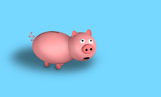 rendu 3d d'une jolie petite tirelire cochon