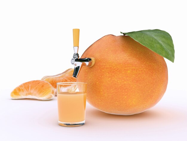 rendu 3d de jus de mandarine