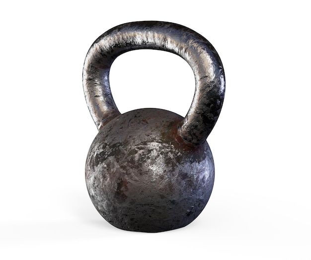 Un rendu 3D de kettlebell sur blanc