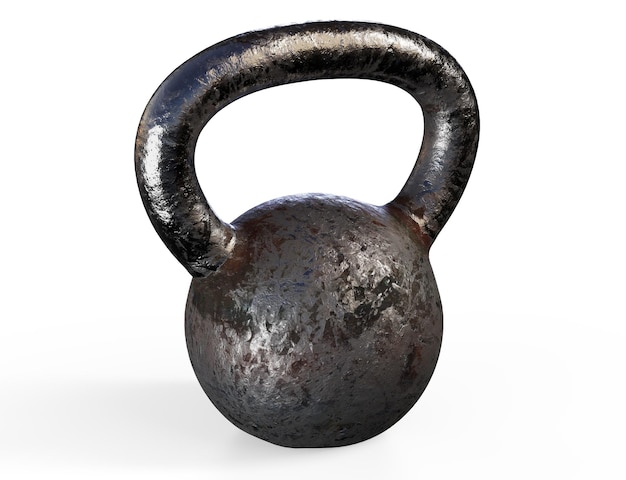 Photo un rendu 3d de kettlebell sur blanc