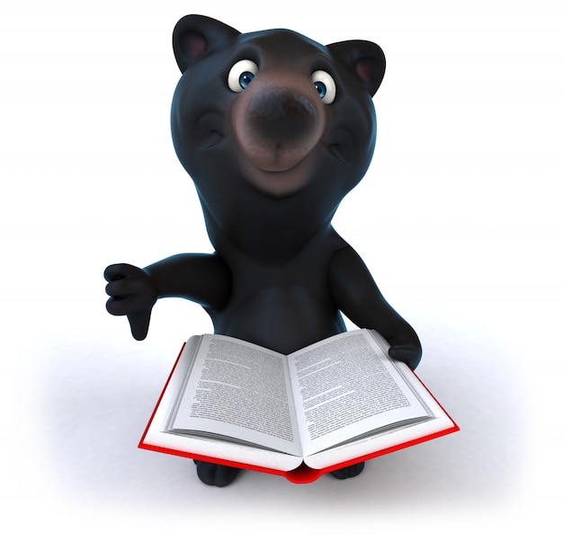 Rendu 3D de lecture d'ours mignon