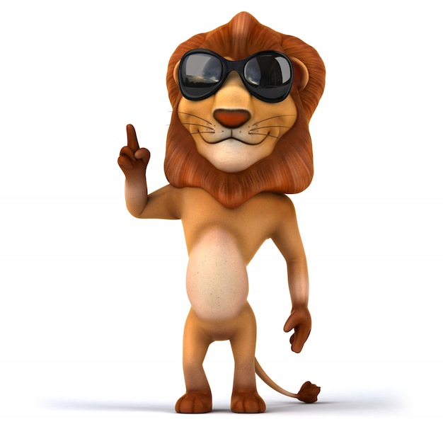 Rendu 3D de lion drôle