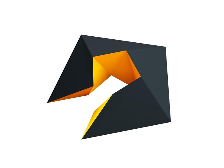 Photo rendu 3d logo dynamique isolé sur fond blanc signe lumineux ou symbole de forme non standard