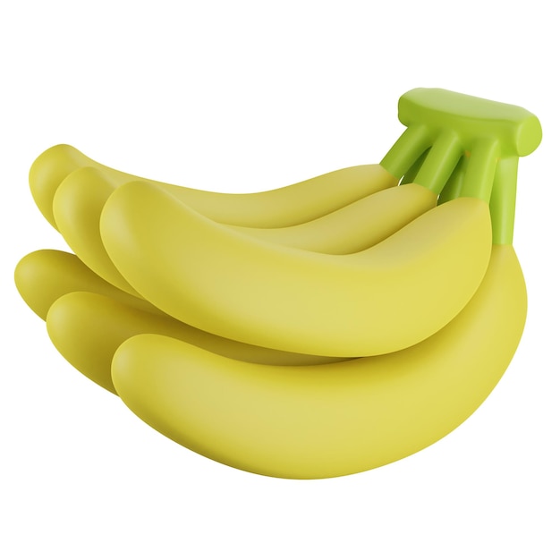 Rendu 3D d'une main de bananes sur fond blanc