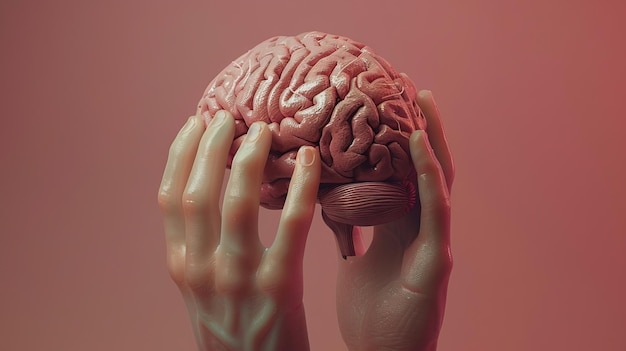 Photo rendu 3d de la main et du cerveau humain