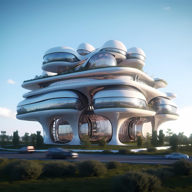 Rendu 3D d'une maison futuriste