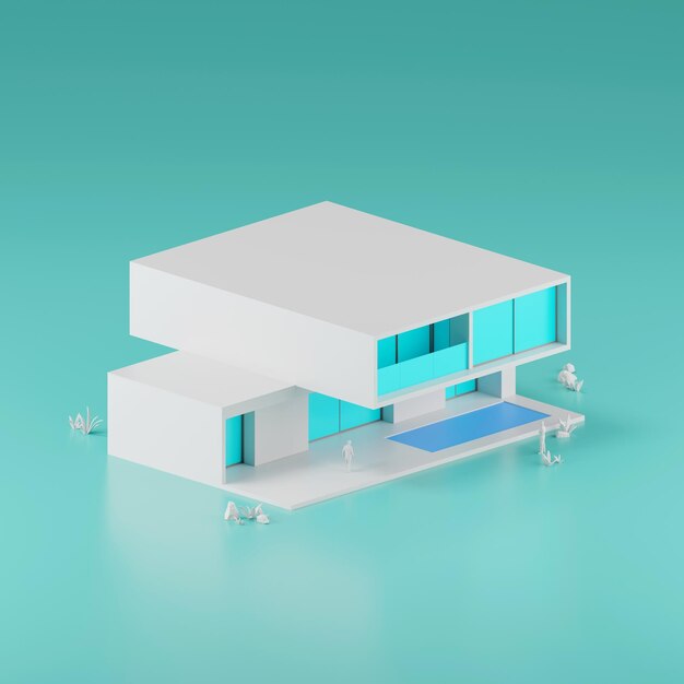 Rendu 3D d'une maison moderne Concept immobilier