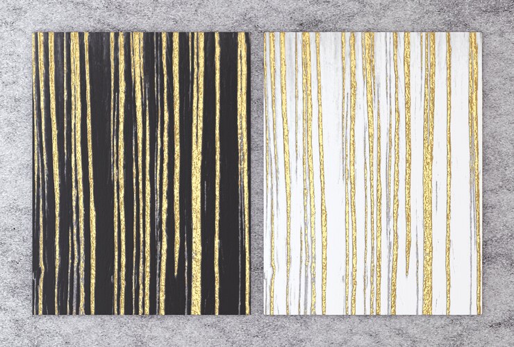 Photo rendu 3d de marbre noir et blanc avec une feuille d&#39;or.