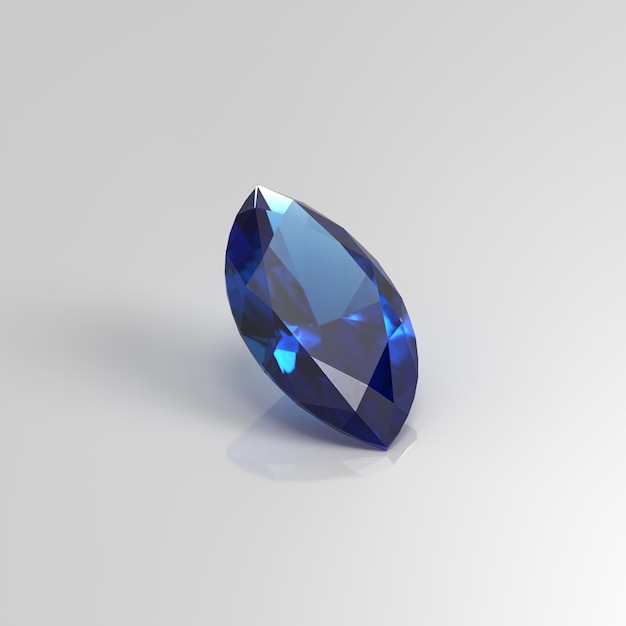 Rendu 3D de marquise de pierres précieuses de saphir bleu