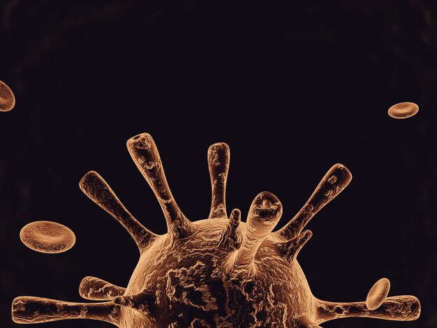 Rendu 3D Microscopique Covid19 virus à pointes Pandémie de crise mondiale