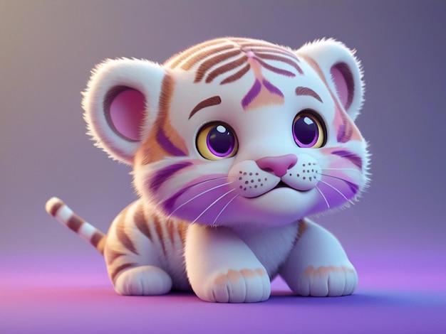 Photo le rendu 3d d'un mignon bébé tigre