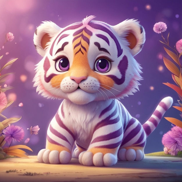 Photo le rendu 3d d'un mignon bébé tigre