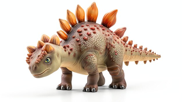 Un rendu 3D mignon et coloré d'un dinosaure stégosaure