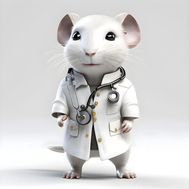 Rendu 3D d'un mignon petit docteur souris avec stéthoscope