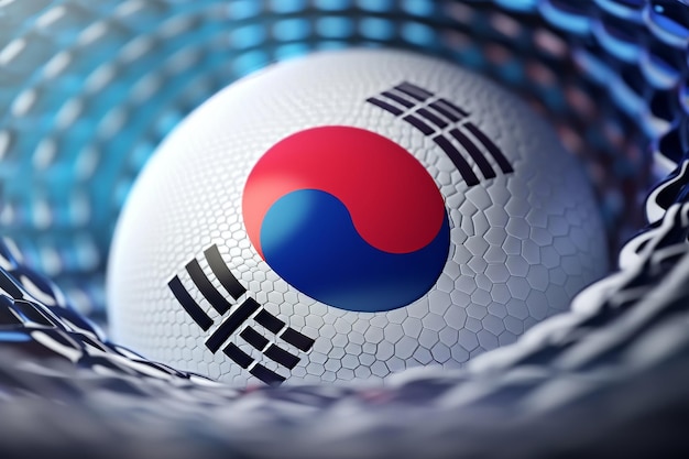 Rendu 3D Minimaliste Corée du Sud drapeau bokeh arrière-plan avec symbole minimaliste Generative AI