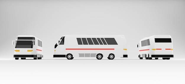 Rendu 3D moderne de bus de tournée blanc grand