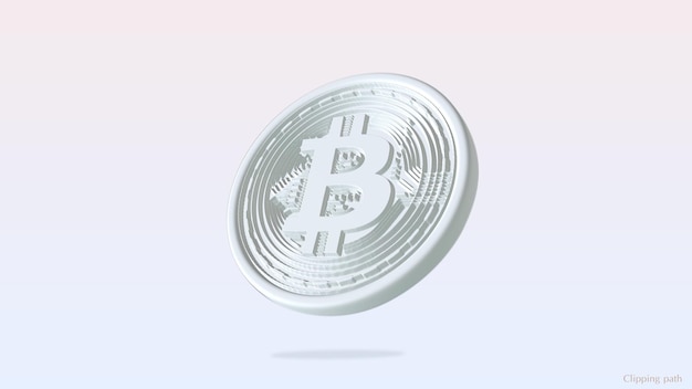 Photo rendu 3d monnaie crypto et idée de concept bitcoin avec un tracé de détourage