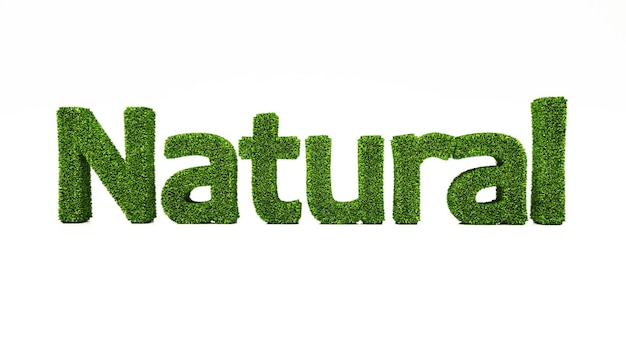 Photo rendu 3d mot naturel fait d'herbe verte sauver le concept de la terre
