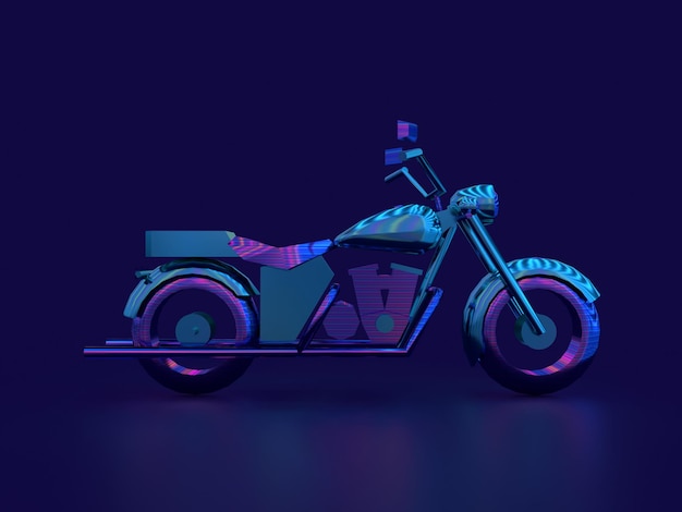 rendu 3d moto cyberpunk fond bleu foncé