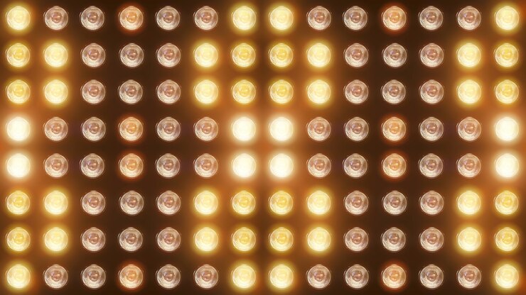 Photo rendu 3d d'un mur avec des lumières clignotantes et des spots lumineux