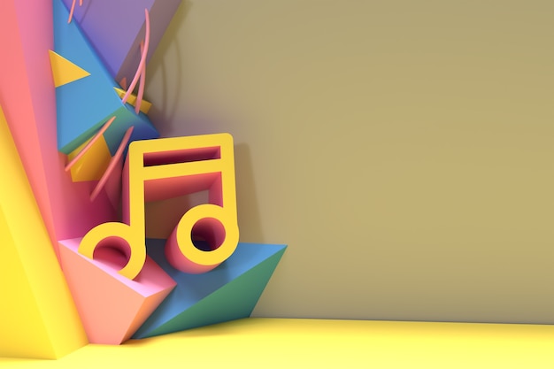 Rendu 3D Musique Abstraite Note Bannière Flyer Affiche Illustration 3D Conception.