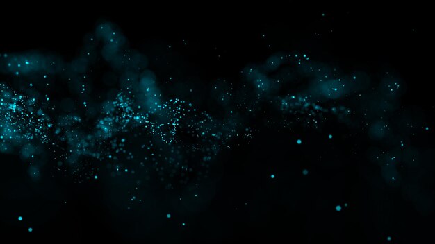 Photo rendu 3d d'un nuage abstrait brillant à partir de la structure des particules