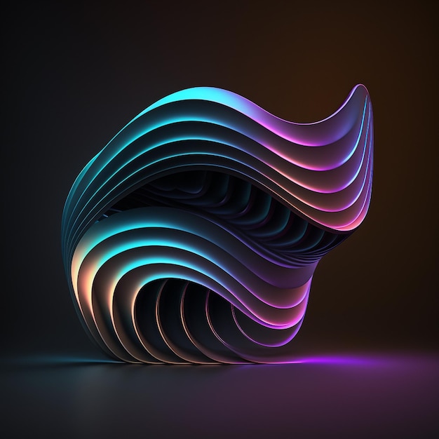 Rendu 3D d'une onde fluide abstraite en mouvements