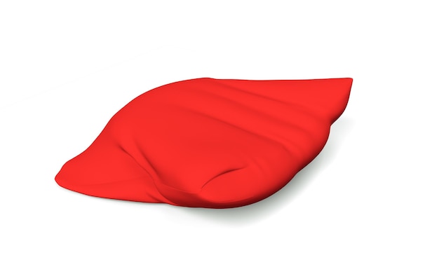 Rendu 3D d'oreiller de velours rouge royal isolé sur fond blanc