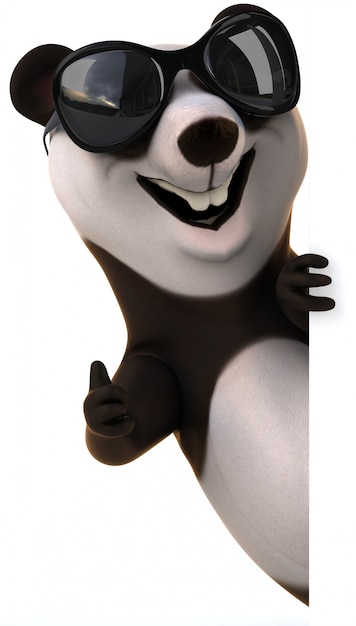 Rendu 3D d'ours panda drôle