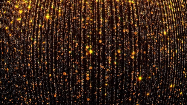 Rendu 3D de particules lumineuses tombant abstraites Pluie glamour pour le fond