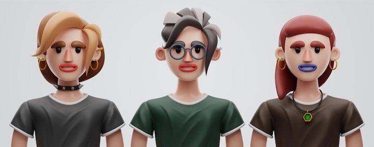 Photo rendu 3d de personnage féminin sur fond isolé