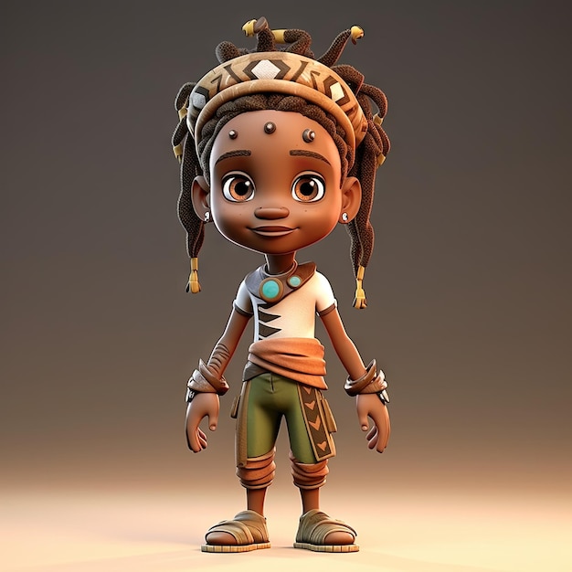 rendu 3D d'une personne tribu africaine