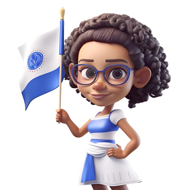 Rendu 3D de petite fille avec le drapeau du Paraguay