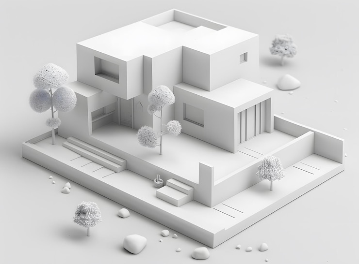 Photo un rendu 3d d'une petite maison moderne