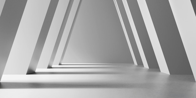Rendu 3D d'une pièce en béton vide avec une ombre sur le mur Design d'architecture contemporaine
