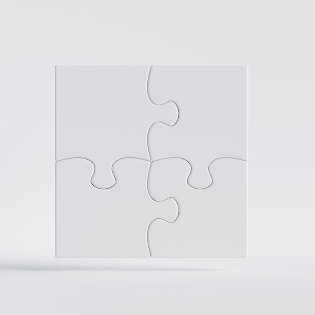 Rendu 3d De Pièces De Jeu De Puzzle Blanc Connectés Ensemble