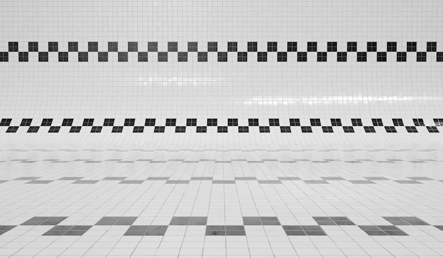 Photo rendu 3d de piscine carrée noire et blanche