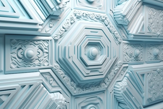 Un rendu 3d d'un plafond avec un motif de glace et de flocons de neige.