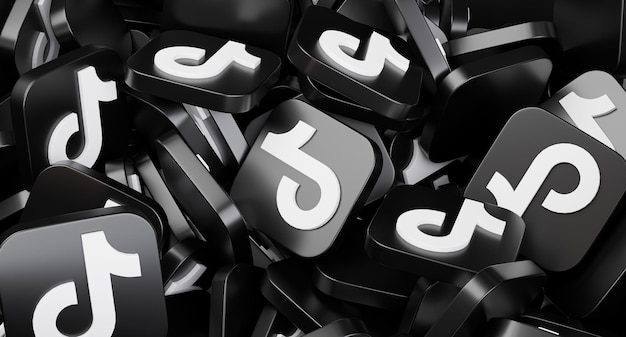 Rendu 3d de plusieurs arrière-plans d'icônes tiktok