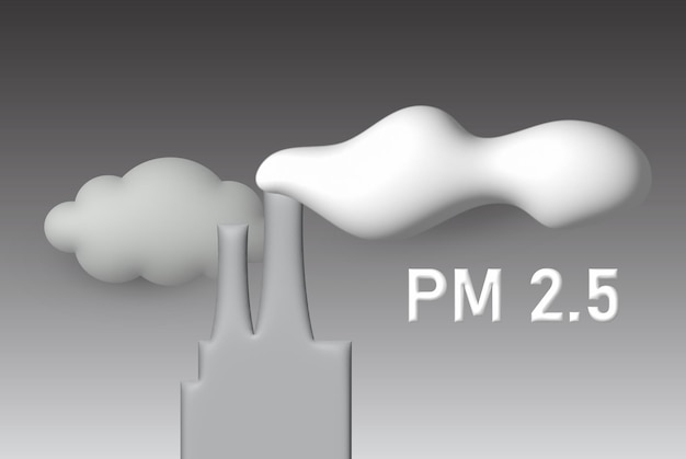 rendu 3d PM 2,5 poussières de fumée flottant dans l'air. Concept de sensibilisation à la protection contre la pollution PM2,5