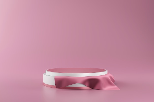 Rendu 3D de podium blanc et rose