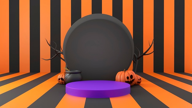 Photo rendu 3d d'un podium d'halloween