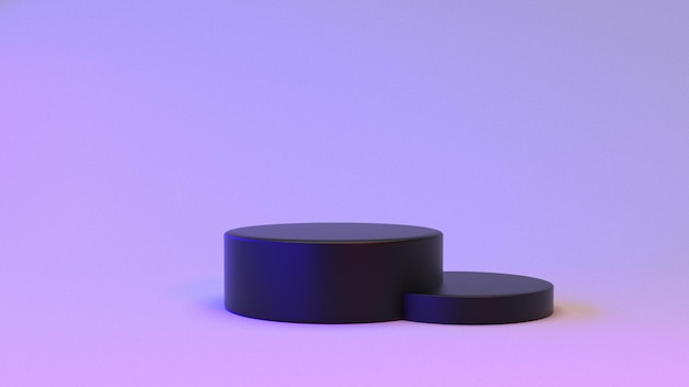 Rendu 3d podium noir fond violet violet présentoir de produit de piédestal réaliste minimal