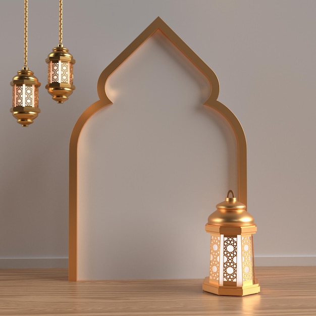 Rendu 3D Podium ramadhan sale 2022 pour la vente de produits ramadhan islamique